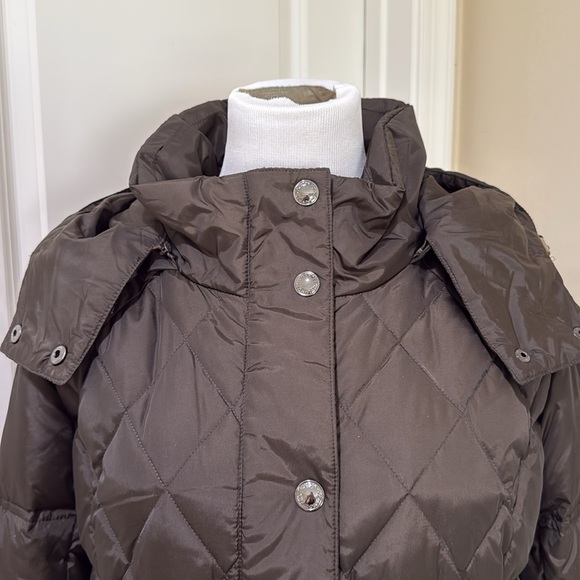 London Fog Women's Diamond Quilted Down Mid Length Moss Puffer Jacket Size XL - Picture 5 of 12